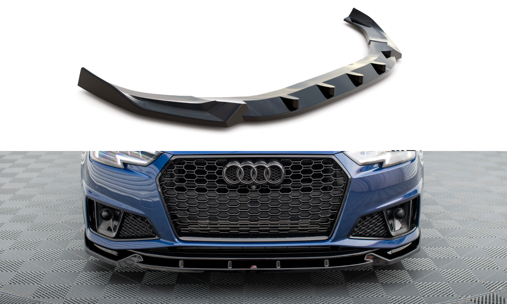 Street+ Spoilerlippe Front Ansatz V.1 passend für Audi A4 Competition B9  schwarz Hochglanz – Ansicht 2