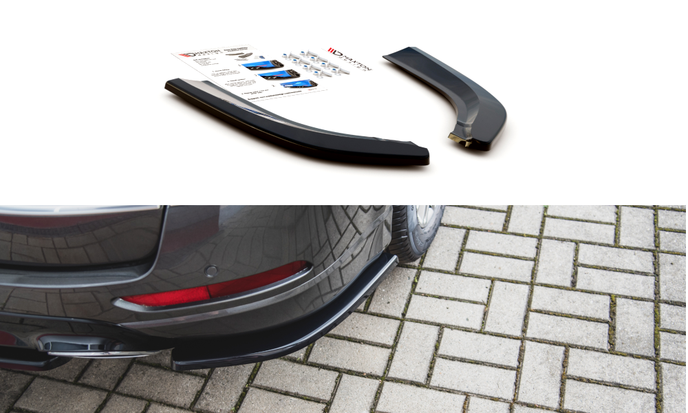 Heck Ansatz Flaps Diffusor passend für Ford S-Max Vignale Mk2 Facelift schwarz Hochglanz – Ansicht 2