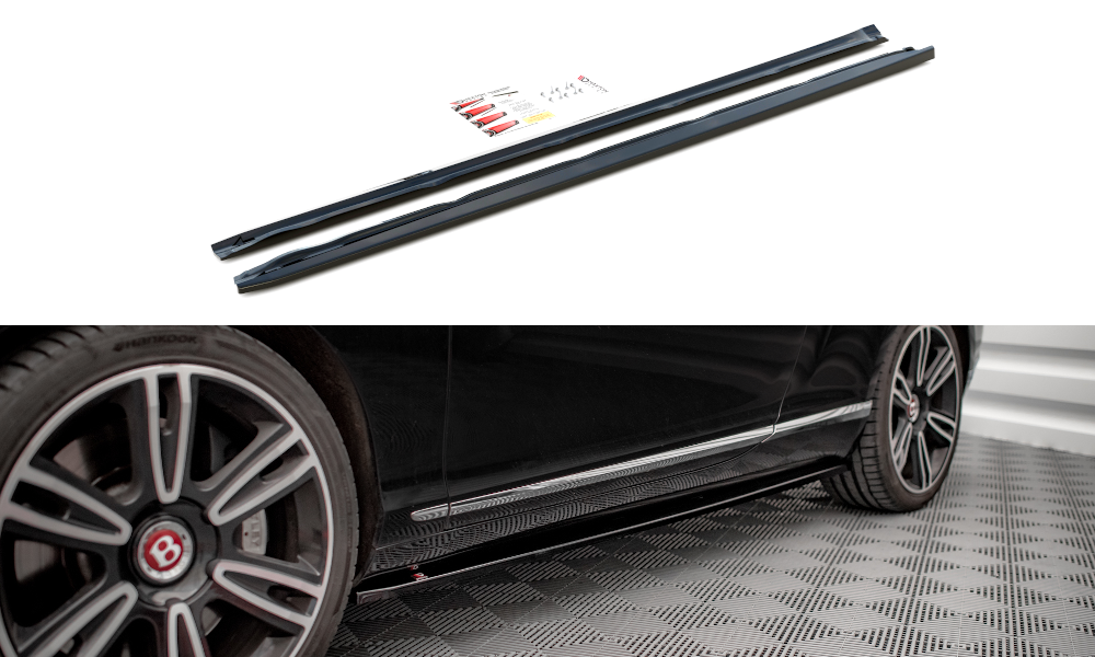 Street+ Seitenschweller Leisten passend für Bentley Continental GT V8 S Mk2 schwarz Hochglanz – Ansicht 2