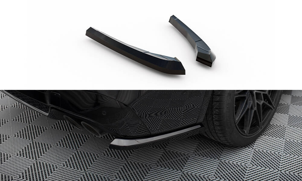Heck Ansatz Flaps Diffusor V.1 passend für BMW X3 M F97 / F97 Facelift schwarz Hochglanz – Ansicht 2