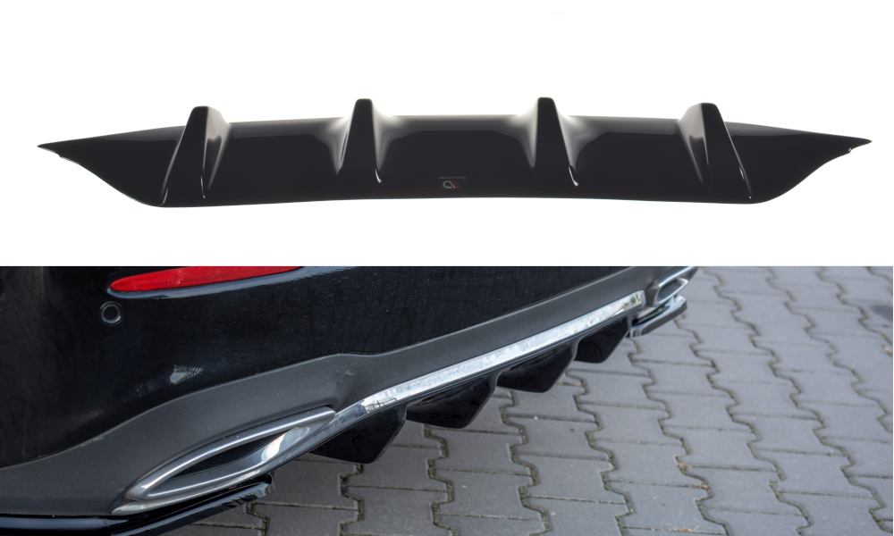 Diffusor Heck Ansatz passend für Mercedes-Benz E43 AMG / AMG-Line Limousine / Kombi  W213 / S213  schwarz Hochglanz – Ansicht 2