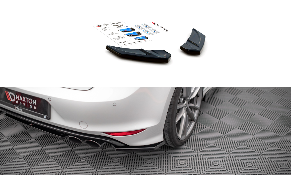 Heck Ansatz Flaps Diffusor V.3 passend für VW Golf R Mk7 schwarz Hochglanz – Ansicht 2