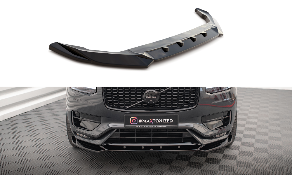 Street+ Spoilerlippe Front Ansatz V.1 passend für Volvo XC90 R-Design Mk2 Facelift schwarz Hochglanz – Ansicht 2