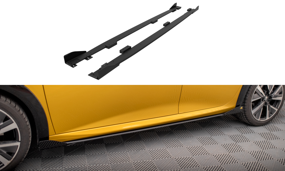 Street Pro Street+ Seitenschweller Leisten + Flaps passend für Peugeot 208 GT Mk2 schwarz Hochglanz – Ansicht 2