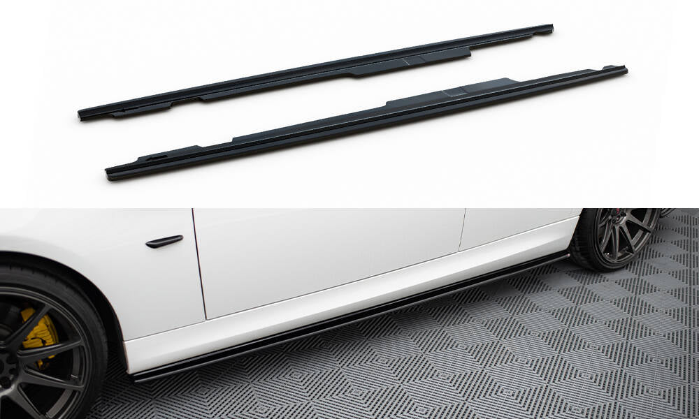 Street+ Seitenschweller Leisten passend für BMW 3er M-Paket Limousine / Touring E90 / E91 schwarz Hochglanz – Ansicht 2