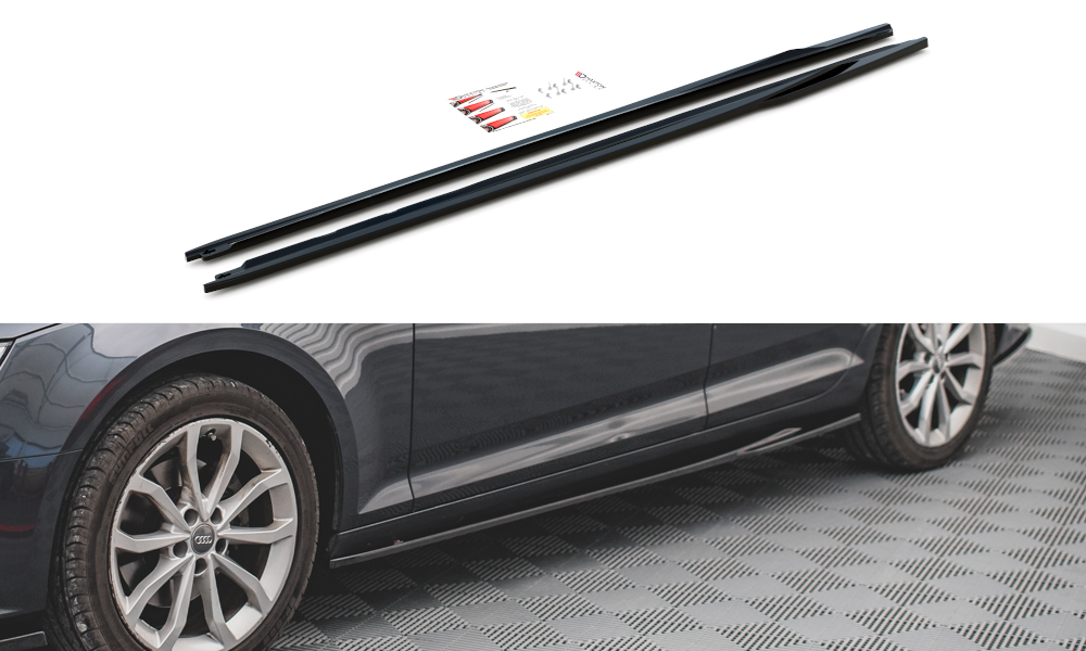 Street+ Seitenschweller Leisten passend für Audi A4 B9 schwarz Hochglanz – Ansicht 2
