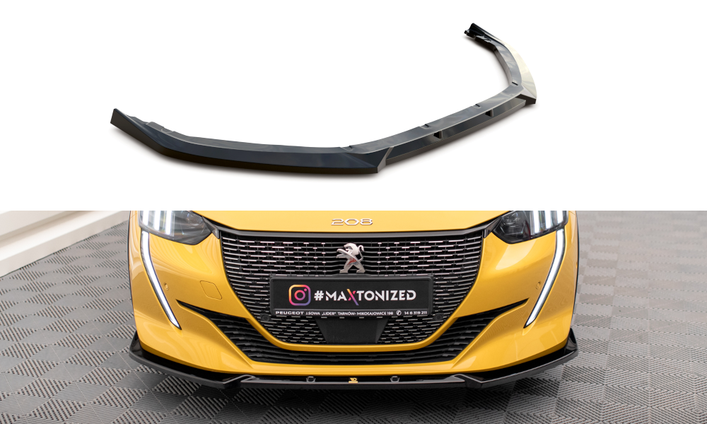 Street+ Spoilerlippe Front Ansatz V.1 passend für Peugeot 208 GT Mk2 schwarz Hochglanz – Ansicht 2
