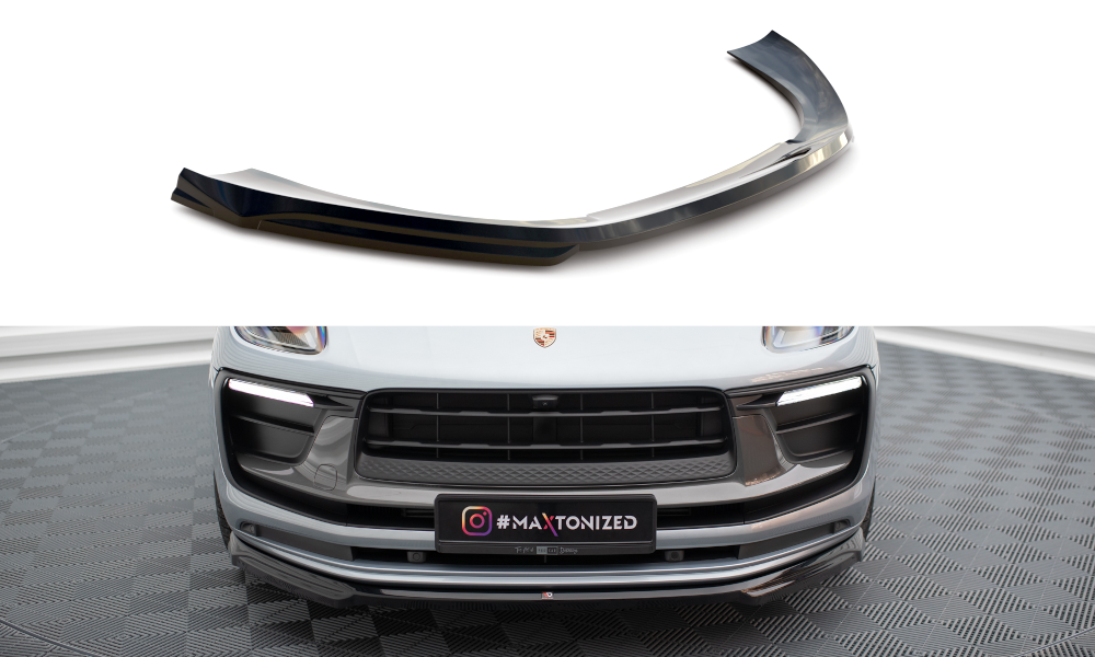 Street+ Spoilerlippe Front Ansatz passend für Porsche Macan Mk1 Facelift 2 schwarz Hochglanz – Ansicht 2