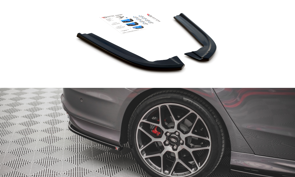 Heck Ansatz Flaps Diffusor V.1 passend für Ford Mondeo ST-Line Mk5 Facelift schwarz Hochglanz – Ansicht 2