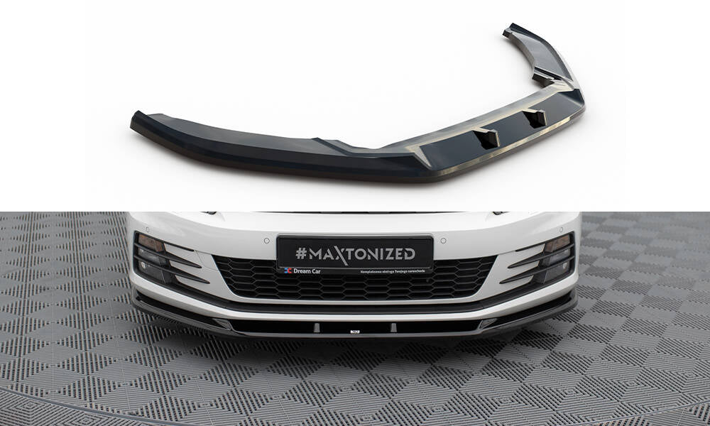 Street+ Spoilerlippe Front Ansatz V.1 passend für VW Scirocco Mk3 Facelift schwarz Hochglanz – Ansicht 2