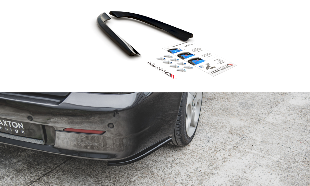 Heck Ansatz Flaps Diffusor passend für Alfa Romeo 156 SW Facelift schwarz Hochglanz – Ansicht 2