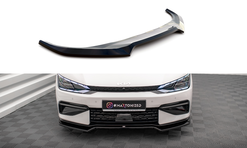 Street+ Spoilerlippe Front Ansatz V.1 passend für Kia EV6 GT-Line Mk1 schwarz Hochglanz – Ansicht 2