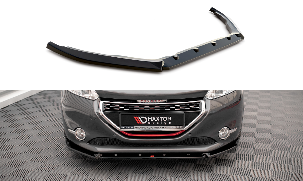 Street+ Spoilerlippe Front Ansatz V.2 passend für Peugeot 208 GTi Mk1 schwarz Hochglanz – Ansicht 2