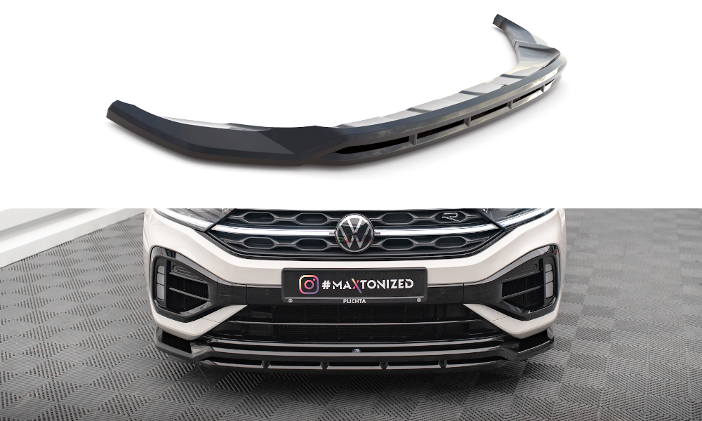 Street+ Spoilerlippe Front Ansatz V.1 passend für VW T-Roc R / R-Line Mk1 Facelift schwarz Hochglanz – Ansicht 2