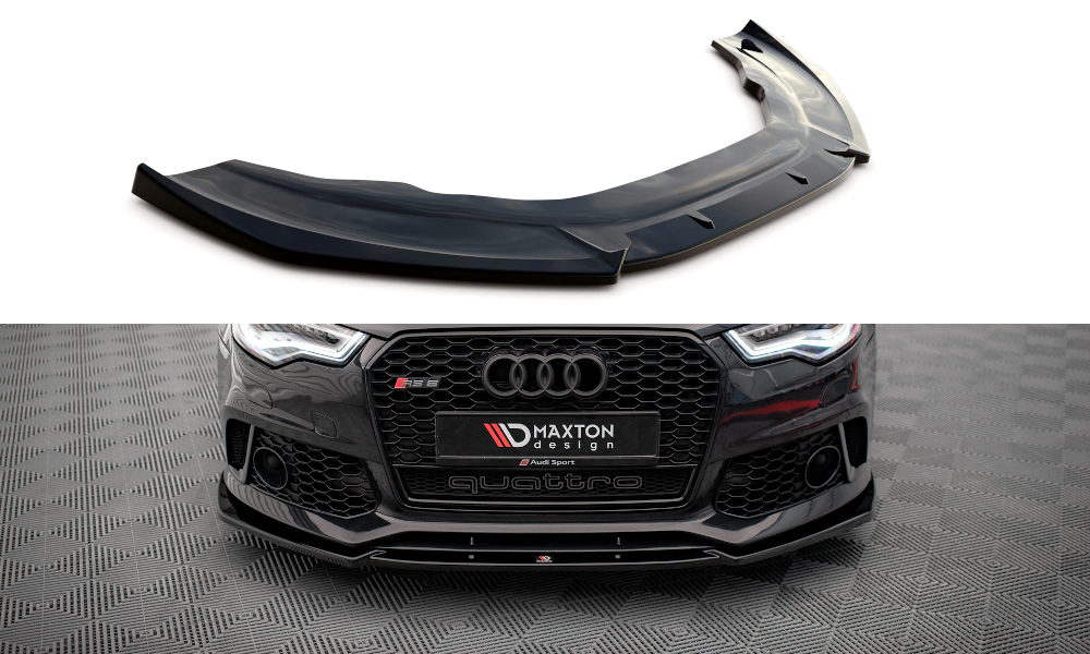 Street+ Spoilerlippe Front Ansatz passend für Audi A6 RS6 Look C7 schwarz Hochglanz – Ansicht 2