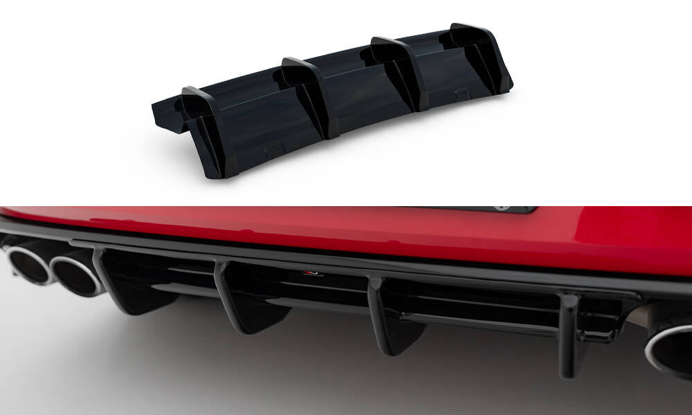 Diffusor Heck Ansatz passend für VW Golf R Hatchback R Mk7 Facelift schwarz Hochglanz – Ansicht 2