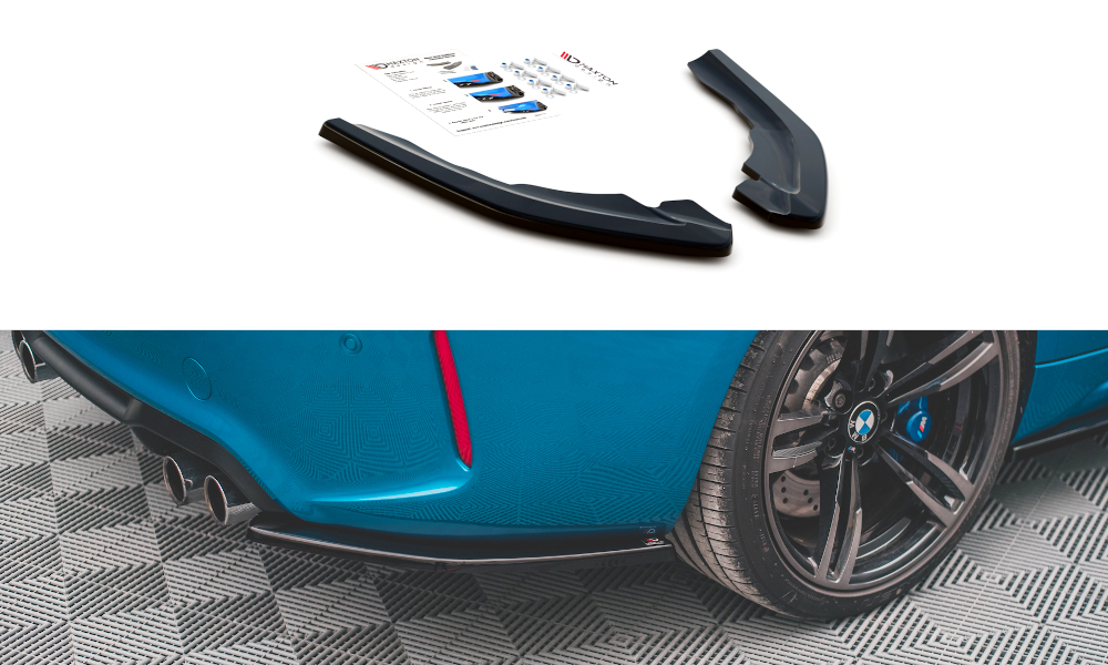 Heck Ansatz Flaps Diffusor V.2 passend für BMW M2 F87 schwarz Hochglanz – Ansicht 2