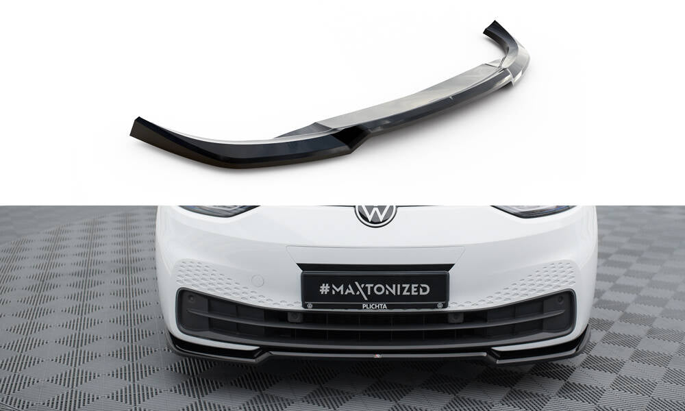 Street+ Spoilerlippe Front Ansatz V.1 passend für VW ID.3 Mk1 schwarz Hochglanz – Ansicht 2