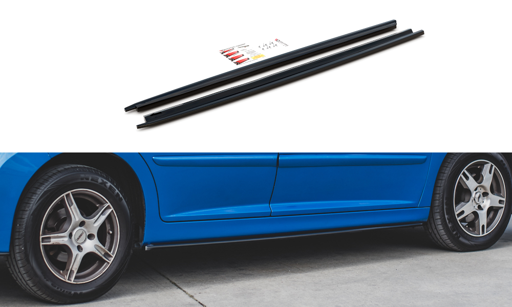 Street+ Seitenschweller Leisten passend für Peugeot 207 Sport schwarz Hochglanz – Ansicht 2