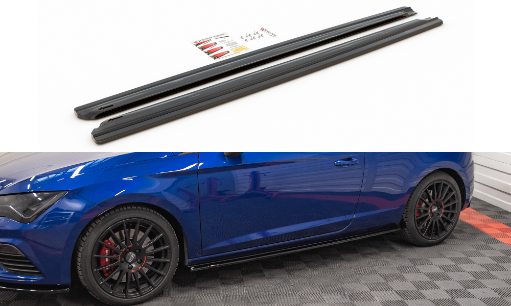 Street+ Seitenschweller Leisten passend für Seat Leon Cupra / FR SC Mk3 / Mk3 FL schwarz Hochglanz – Ansicht 2
