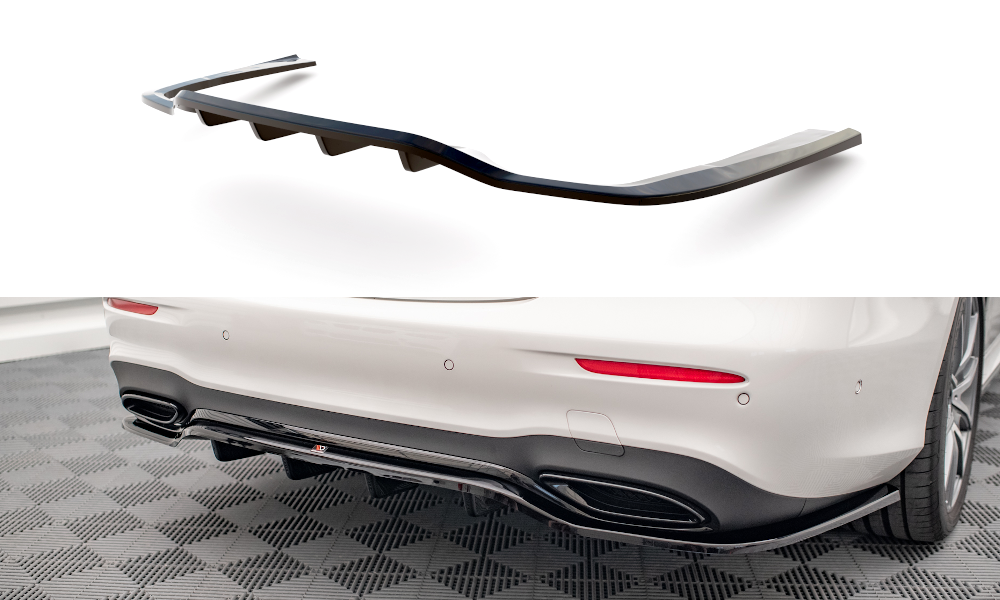 Street+ Mittlerer Diffusor RACE passend für Mercedes-Benz E AMG-Line Limousine W213 Facelift schwarz Hochglanz – Ansicht 2