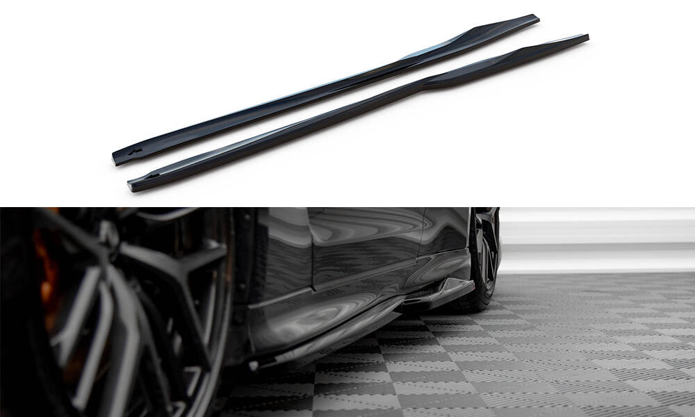 Street+ Seitenschweller Leisten passend für Nissan GTR R35 Facelift schwarz Hochglanz – Ansicht 2