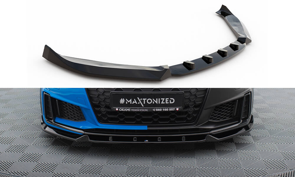 Street+ Spoilerlippe Front Ansatz V.1 passend für Audi TT S / TT S-Line 8S Facelift schwarz Hochglanz – Ansicht 2