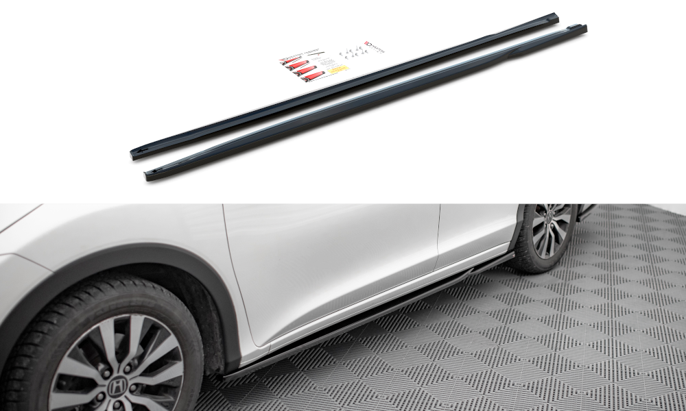 Street+ Seitenschweller Leisten passend für Honda Civic Mk9 schwarz Hochglanz – Ansicht 2