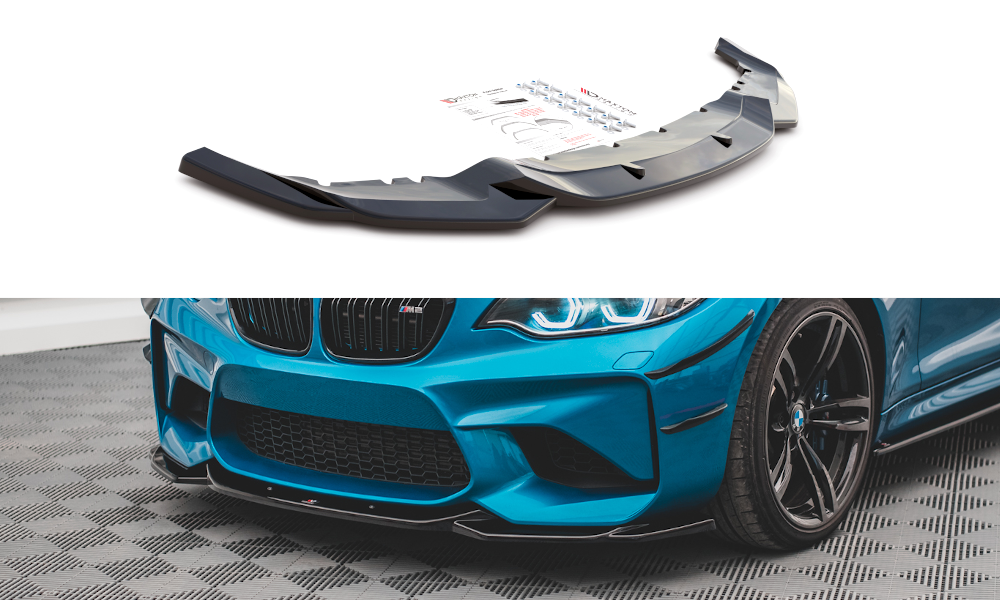 Street+ Spoilerlippe Front Ansatz V.3 passend für BMW M2 F87 schwarz Hochglanz – Ansicht 2