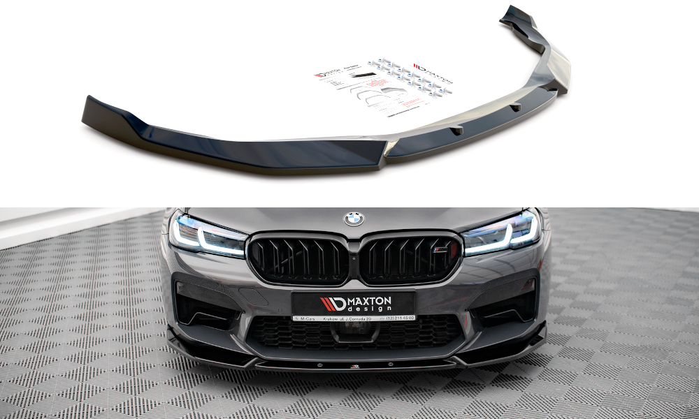 Street+ Spoilerlippe Front Ansatz V.1 passend für BMW M5 F90 Facelift schwarz Hochglanz – Ansicht 2