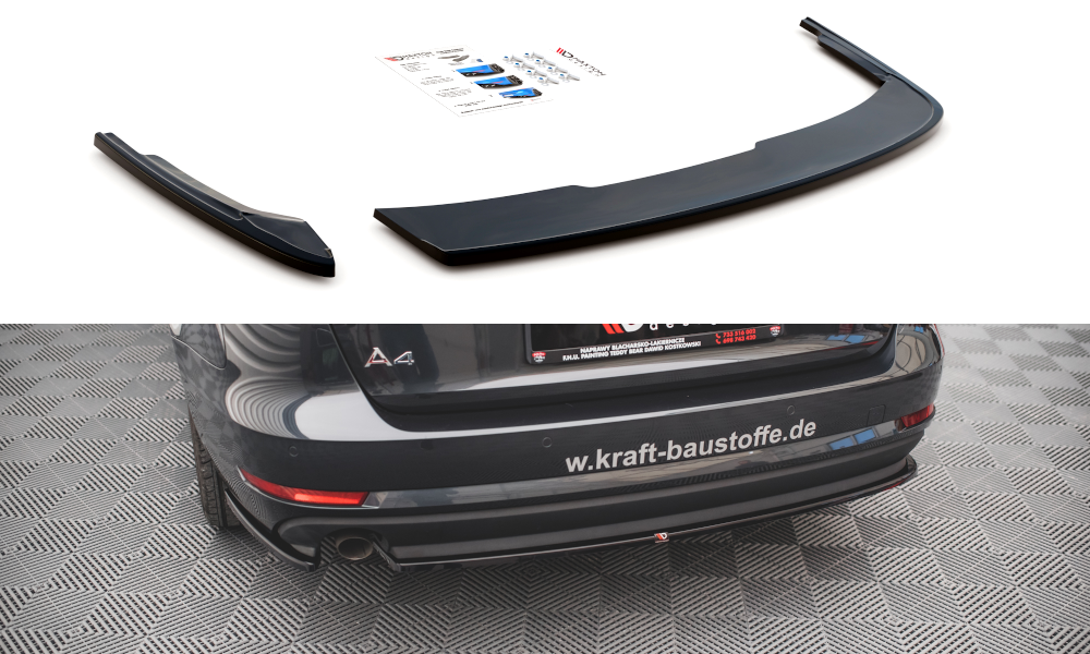 Heck Ansatz Flaps Diffusor passend für Audi A4 B9 schwarz Hochglanz – Ansicht 2
