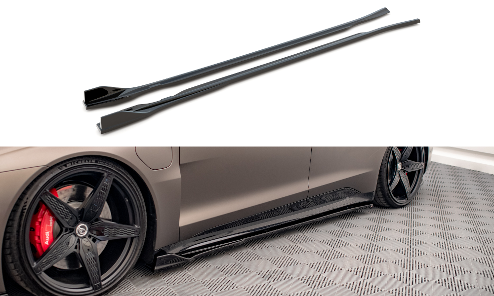 Street+ Seitenschweller Leisten V.2 passend für Audi e-Tron GT / RS GT Mk1 schwarz Hochglanz – Ansicht 2