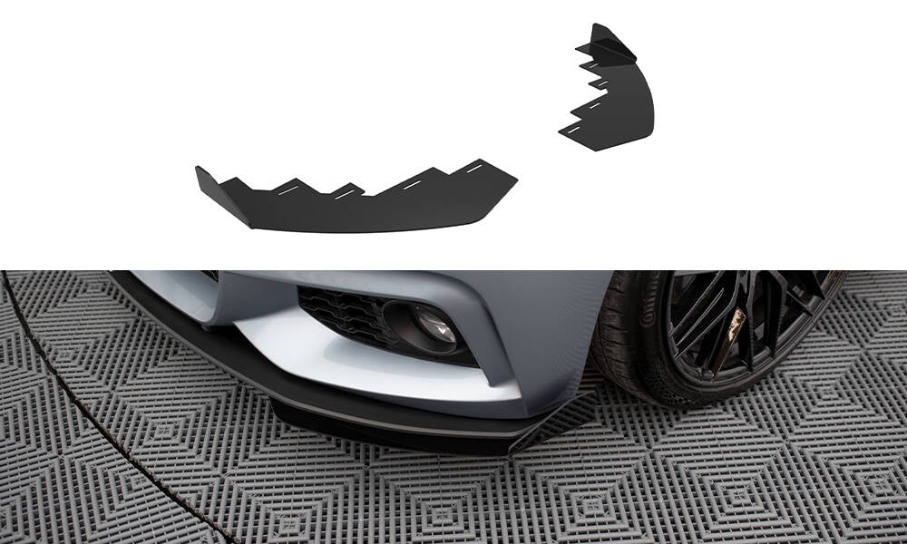 Front Stoßstange Flaps passend für BMW 4er Coupe / Gran Coupe / Cabrio M-Paket F32 / F36 / F33  schwarz Hochglanz – Ansicht 2