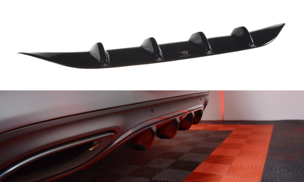 Diffusor Heck Ansatz passend für MERCEDES- BENZ C-KLASSE W205 COUPE AMG-LINE schwarz Hochglanz – Ansicht 2