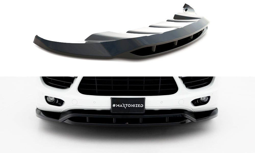 Street+ Spoilerlippe Front Ansatz passend für Porsche Cayenne Turbo / Standard Mk2 schwarz Hochglanz – Ansicht 2