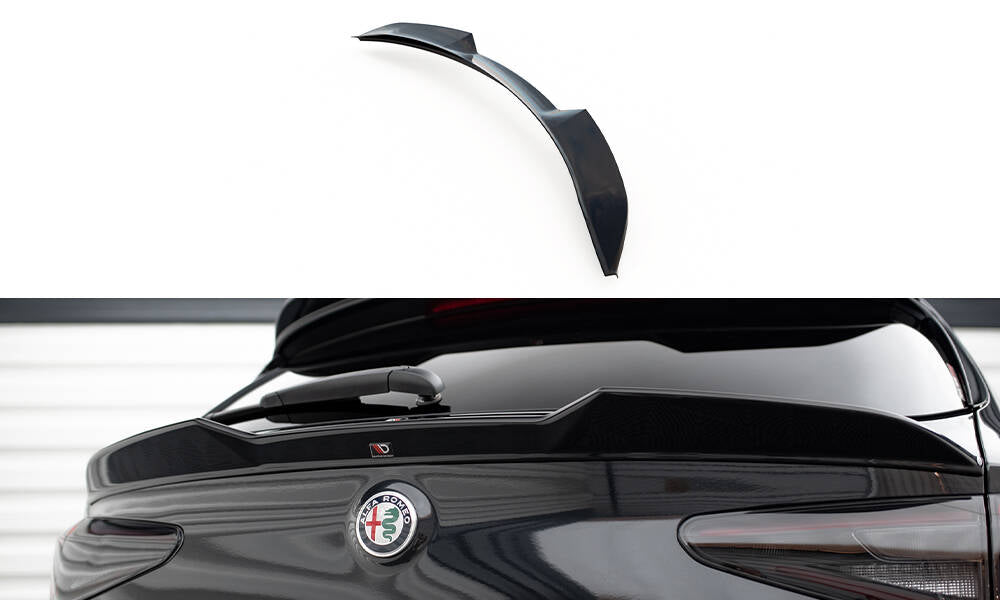 Niedriger Heckspoiler Lippe 3D Alfa Romeo Stelvio Mk1 schwarz Hochglanz – Ansicht 2