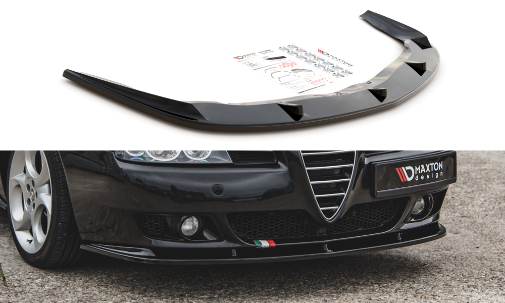 Street+ Spoilerlippe Front Ansatz passend für Alfa Romeo 156 Facelift schwarz Hochglanz – Ansicht 2