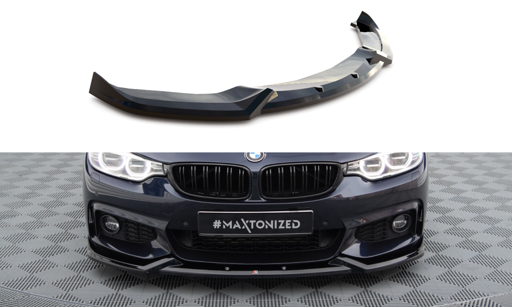 Street+ Spoilerlippe Front Ansatz V.5 passend für BMW 4er Coupe / Gran Coupe / Cabrio M-Paket F32 / F36 / F33 schwarz Hochglanz – Ansicht 2