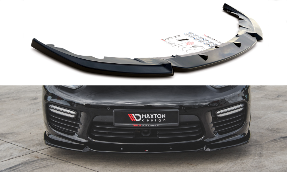 Street+ Spoilerlippe Front Ansatz V.1 passend für Porsche Panamera Turbo 970 Facelift schwarz Hochglanz – Ansicht 2