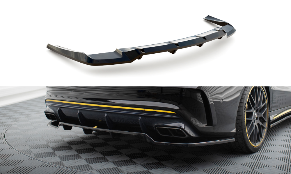 Street+ Mittlerer Diffusor RACE passend für Mercedes-AMG CLA 45 C117 Facelift schwarz Hochglanz – Ansicht 2