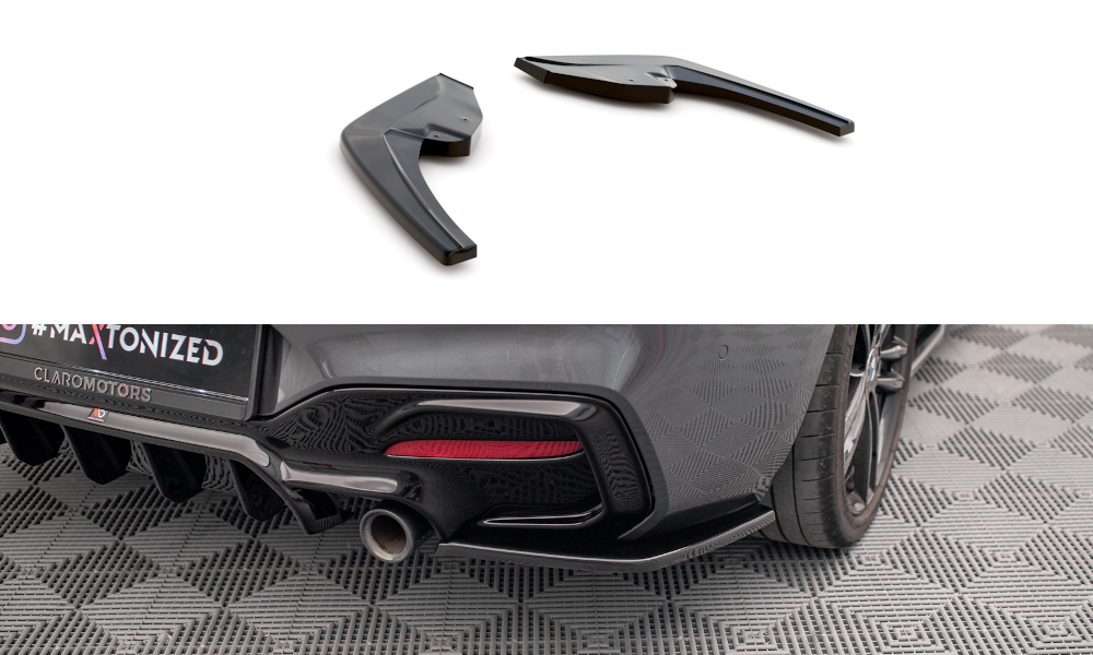 Heck Ansatz Flaps Diffusor passend für BMW 1er F20 Facelift M-power schwarz Hochglanz – Ansicht 2