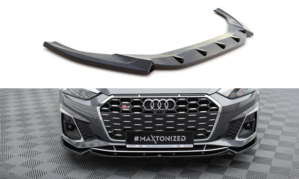 Street+ Spoilerlippe Front Ansatz V.2 passend für Audi S5 / A5 S-Line F5 Facelift schwarz Hochglanz – Ansicht 2