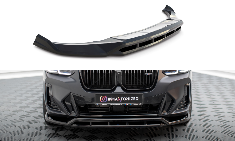 Street+ Spoilerlippe Front Ansatz passend für BMW X3 M-Paket G01 Facelift / iX3 M-Paket G08 Facelift schwarz Hochglanz – Ansicht 2