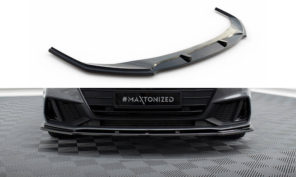 Street+ Spoilerlippe Front Ansatz V.2 passend für Audi A7 S-Line C8 / S7 C8 / C8 Facelift / S7 Facelift schwarz Hochglanz – Ansicht 2