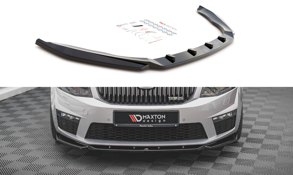 Street+ Spoilerlippe Front Ansatz V.4 passend für Skoda Octavia RS Mk3 schwarz Hochglanz – Ansicht 2