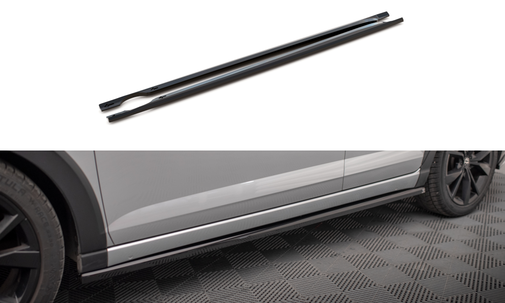 Street+ Seitenschweller Leisten passend für VW Taigo R-Line Mk1 schwarz Hochglanz – Ansicht 2