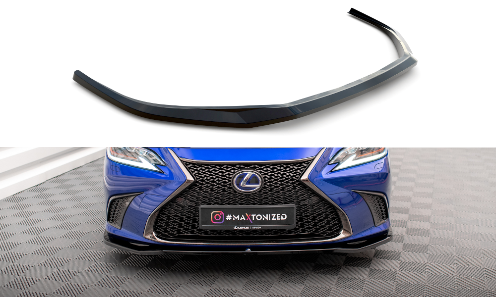 Street+ Spoilerlippe Front Ansatz V.1 passend für Lexus ES F Sport Mk7 schwarz Hochglanz – Ansicht 2