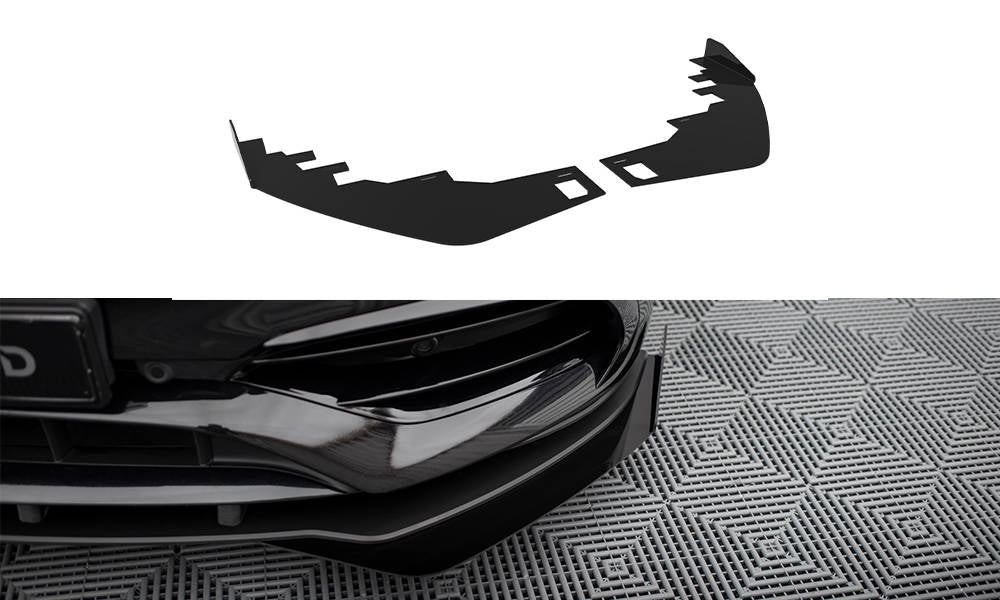 Front Stoßstange Flaps passend für Mercedes-Benz A AMG-Line W176 Facelift schwarz Hochglanz – Ansicht 2