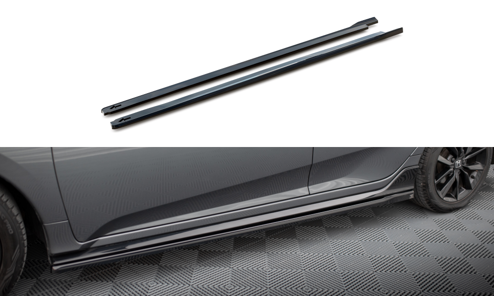 Street+ Seitenschweller Leisten passend für Honda Civic Sport Mk 10 schwarz Hochglanz – Ansicht 2