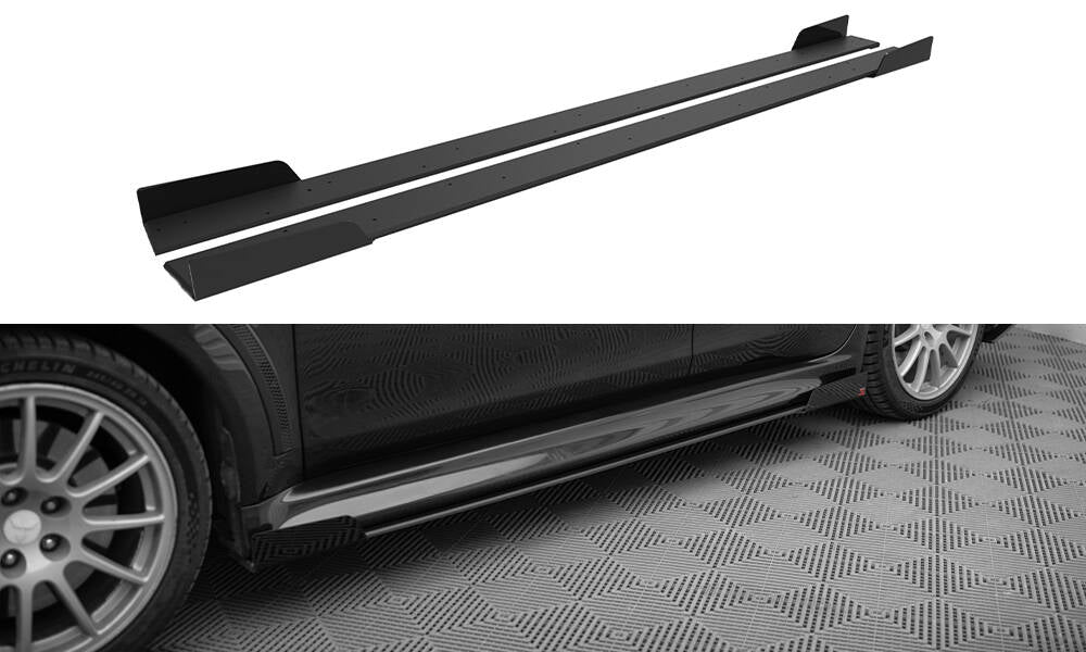 Street Pro Street+ Seitenschweller Leisten + Flaps passend für Mitsubishi Lancer EVO X schwarz Hochglanz – Ansicht 2
